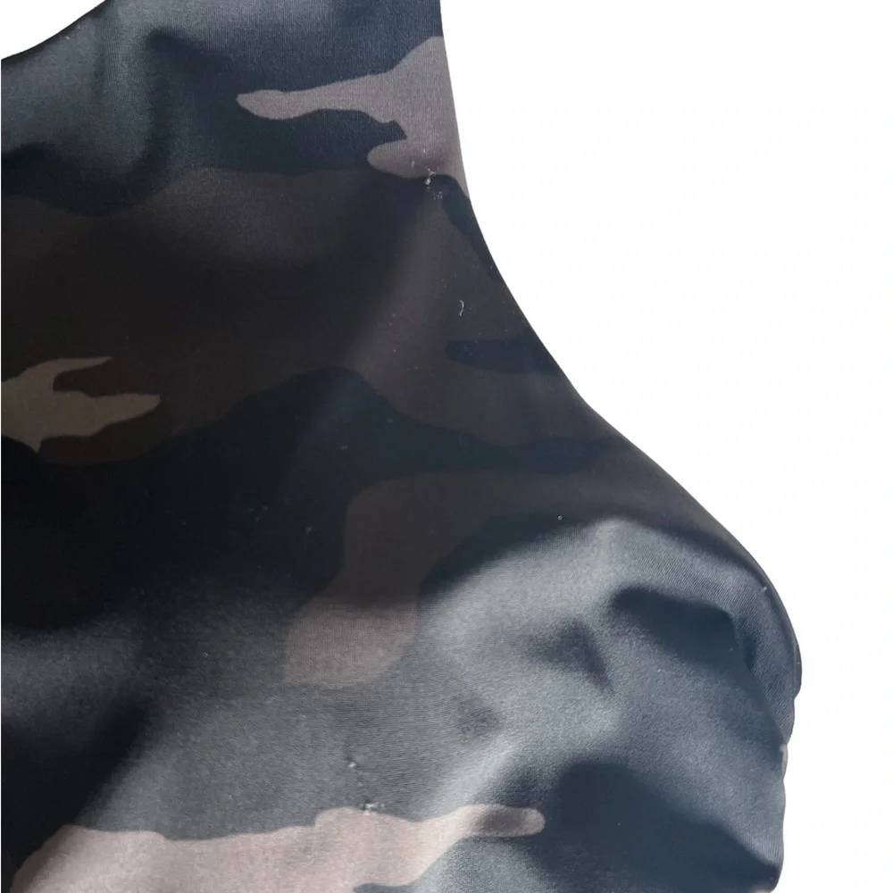 Athleta Black Freestyle Camo Tankini Top Army Print